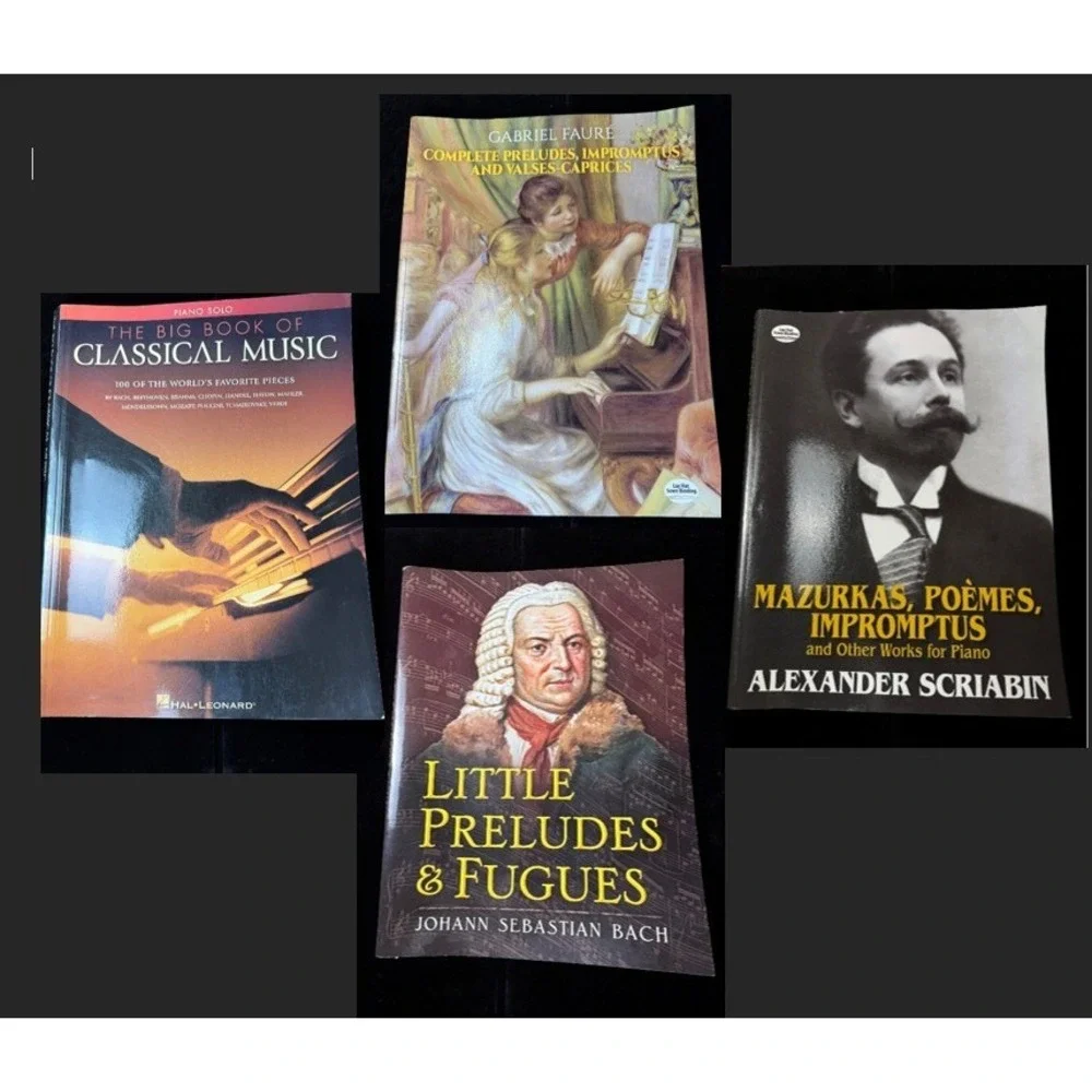 Classical Piano Sheet Music Lot Bach Faure Scriabin Hal Leonard - 4 Book Set